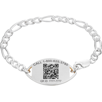 QR Code Figaro Medical ID Bracelet Sterling Silver, , large image number 2